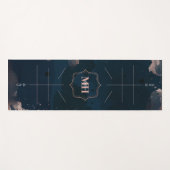 ネイビーブルー&バラ金ゴールド、体整列線カスタム ヨガマット (正面(横))