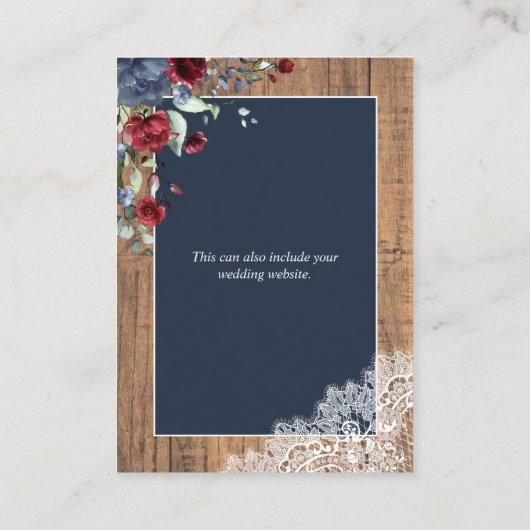 ネイビーブルー バーガンディー ボタニカルレース ウッドディテール エンクロージャーカード (裏面)