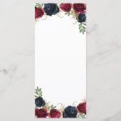 ネイビーブルー バーガンディー ラスティック ボーホー ウェディング メニューカード メニュー (裏面)