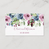 ネイビーブルー バーガンディー 花柄 ウェディングサイト エンクロージャーカード (裏面)