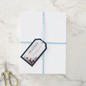 ネイビーブルー バーガンディ フラワーブライダルシャワー ノー ラッピング ギフトタグ (より糸つき)