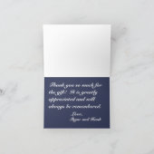 ネイビーブルー バーガンディ フラワー ウェディング サンクス カード (内部)