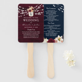 ネイビーブルー バーガンディ 結婚式プログラム ハンドファン