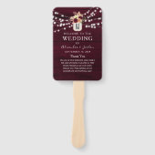 ネイビーブルー バーガンディ 結婚式プログラム ハンドファン (正面)