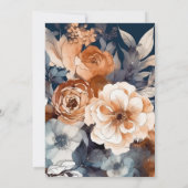 ネイビーブルー、バーントオレンジ、シャンパンのガーデンパーティー 招待状 (裏面)