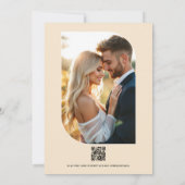 ネイビーブルー、バーントオレンジ、シャンパンの結婚式 招待状 (裏面)