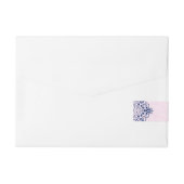 ネイビーブルー&パステルピンクフローラレースデザイン ラップアラウンド宛名ラベル (裏面)