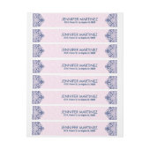 ネイビーブルー&パステルピンクフローラレースデザイン ラップアラウンド宛名ラベル (シート)