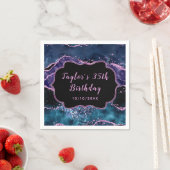 ネイビーブルー&パープル海アゲート誕生日 スタンダードカクテルナプキン (インサイチュ)