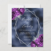 ネイビーブルー+パープル+シルバーの花嫁衣装の結婚式 (正面)