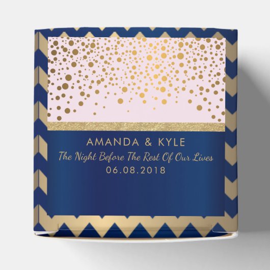 ネイビーブルー、ピンクと金ゴールド – ありがとう フェイバーボックス (上部)