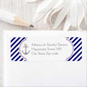 ネイビーブルー，ピンクのいかり航海の結婚ズ ラベル (インサイチュ)