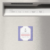 ネイビーブルー、ピンクの航海ウェディング Save the Date マグネット (インサイチュ (食洗機))