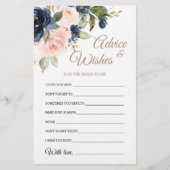 ネイビーブルー&ピンクの花ウィッシュ&アドバイスカード (正面)