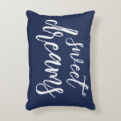 ネイビーブルー&ピンクスイートドリームズハンドレタリング アクセントクッション (正面(垂直))