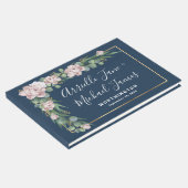 ネイビーブルー&ピンクダスティーバラグリーン結婚金ゴールド ゲストブック (コーナー)