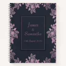 ネイビーブルー&ピンクデリケートバラ縁ど | 結婚s