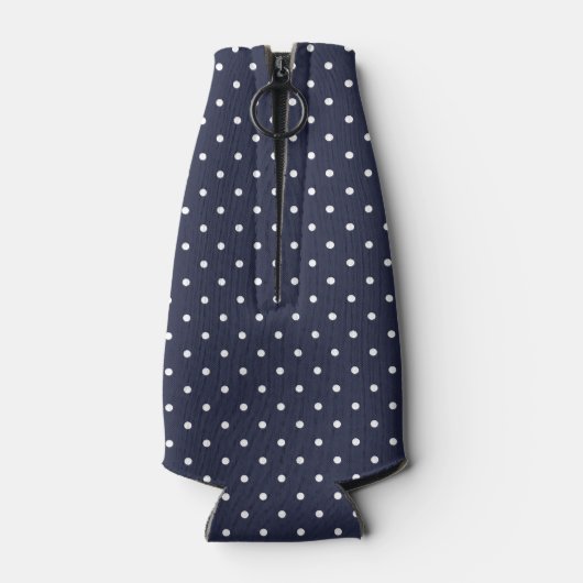 ネイビーブルー&ピンク水玉模様モノグラム ボトルクーラー (裏面)