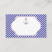 ネイビーブルー，ピンク航海のいかり結婚ズ座席表 プレイスカード (裏面)