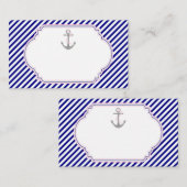 ネイビーブルー，ピンク航海のいかり結婚ズ座席表 プレイスカード (正面/裏面)