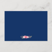 ネイビーブルー ピンク フラワーの結婚式 詳細 受付 エンクロージャーカード (裏面)