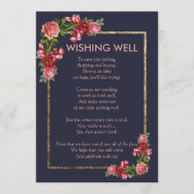 ネイビーブルー ピンク フラワー ゴールド ウィッシング ウェル