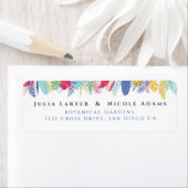 ネイビーブルー ピンク ワイルドレイン フォレスト エバーグリーン ウェディング ラベル (インサイチュ)