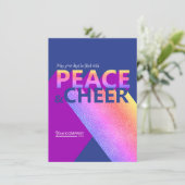 ネイビーブルー，ピンク，ワードアート会社ホリデーカード 招待状 (スタンド正面)