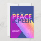 ネイビーブルー，ピンク，ワードアート会社ホリデーカード 招待状 (正面)