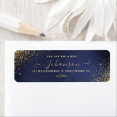 ネイビーブルー+フェイク金ゴールドグリッター差出人住所 ラベル (インサイチュ)