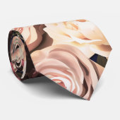 ネイビーブルー & フローラル ローズ 大胆な花 ネクタイ (ロール)