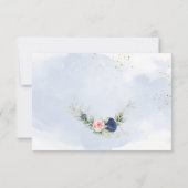 ネイビーブルー&ブッシュピンクの結婚式出欠確認カード 出欠カード (裏面)