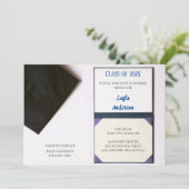 ネイビーブルー/ブラック卒業キャップ卒業証書 招待状 (スタンド正面)
