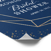 ネイビーブルー ブラッシュピンク フラワー ブライダルシャワー サイン (角)