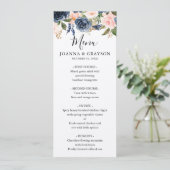 ネイビーブルー ブラッシュピンク ローズ ウェディング メニュー 招待状 (スタンド正面)