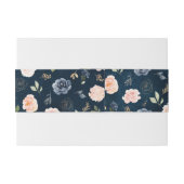 ネイビーブルー ブラッシュピンク ローズ ボタニカル 招待状ベリーバンド (裏面例)