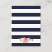 ネイビーブルー ブラッシュピンク 花柄 ウェディング レセプション エンクロージャーカード (裏面)