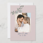 ネイビーブルー ブラッシュピンク 花柄 結婚式招待状 招待状 (裏面)