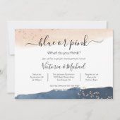 ネイビーブルー ブラッシュ ゴールド ベビーお披露目シャワーの招待状 招待状 (正面)