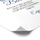 ネイビーブルー＆ブラッシュ フラワーのシャワーマモサ バーサイン ポスター (角)