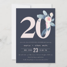 ネイビーブルー ブラッシュ フラワーパターン 20周年記念