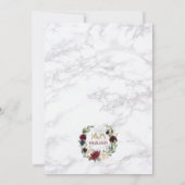 ネイビーブルー&ブルガンディボホフローラ結婚式の招待 招待状 (裏面)