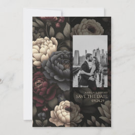 ネイビーブルー&ブルガンディームーディフローラ セーブザデート