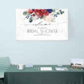 ネイビーブルー&ブルゴーニュフローラブライダルシャワー 横断幕 (トレードショー)