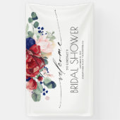 ネイビーブルー&ブルゴーニュフローラブライダルシャワー 横断幕 (縦)