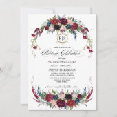 ネイビーブルー |ブルゴーニュフローラ水結婚色 招待状 (正面)