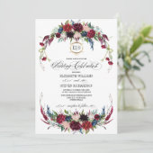 ネイビーブルー |ブルゴーニュフローラ水結婚色 招待状 (スタンド正面)