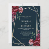 ネイビーブルー |ブルゴーニュフローラ結婚式招待状 招待状 (正面)