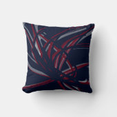 ネイビーブルー&ブルゴーニュ芸術的抽象芸術リボン クッション (正面)