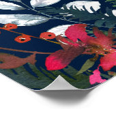 ネイビーブルー |ブルゴーニュ開花結婚のウェルカムサイン ポスター (角)